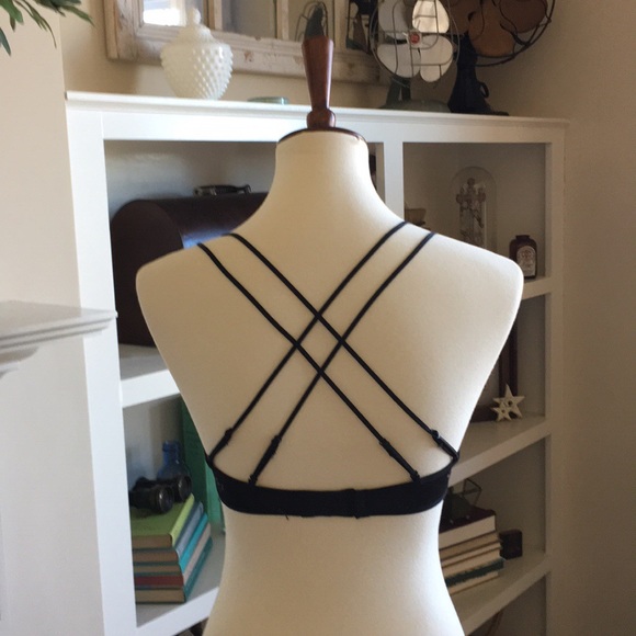 Free People Other - Free People Black and Gold Criss Cross Bra - 34A
